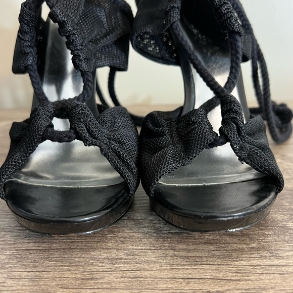 Bakers Black Tie stiletto High Heels Shoes Open Toe Formal Prom Hoco Sz 6.5 B - Picture 11 of 11